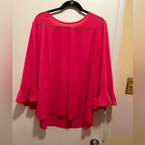 Pink ELOQUII Ruffle sleeve blouse